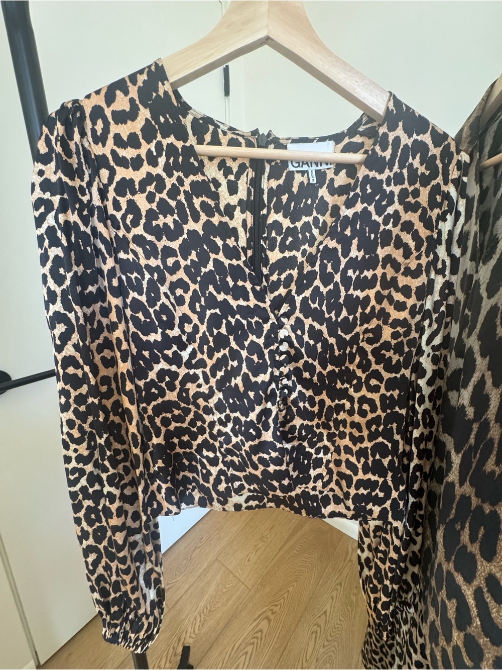 Ganni Pure Silk Puff Sleeve Blouse